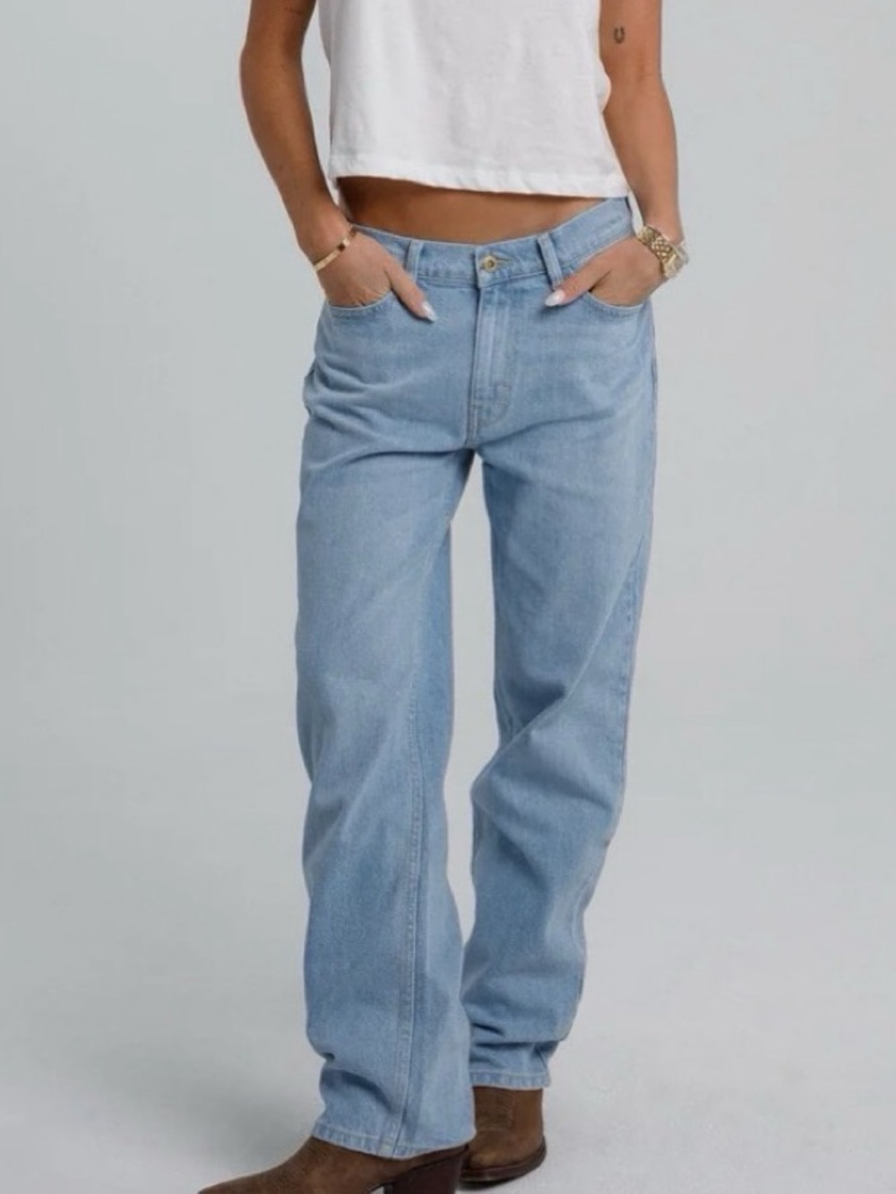 Dairy Boy Relaxed Straight Leg Denim Jeans - Light Wash Cotton Jeans